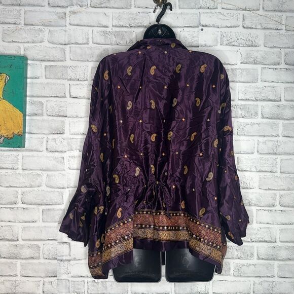 LA Los Angeles Woman Vintage Y2K Silk Button Down Top Blouse Size 26 - Picture 4 of 5